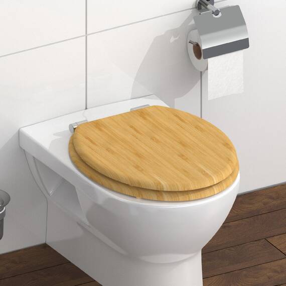 SCHÜTTE WC-Sitz BAMBOO mit Absenkautomatik aus Bambus, nachhaltiger Toilettendeckel mit 175kg Belastbarkeit, Toilettensitz mit Brille, Klodeckel für WC, Holz Klobrille