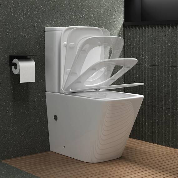 Mai & Mai Stand-WC 112T aus Keramik spülrandloses-WC weiß 36x63x82cm bodenstehende-Toilette inkl.Spülkasten