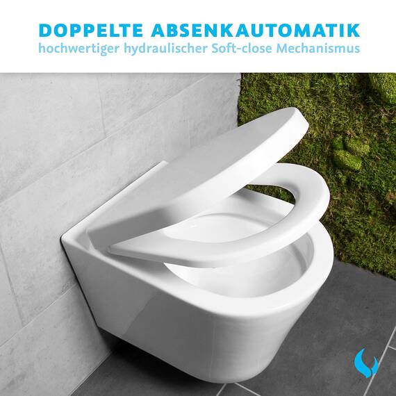 Bullseat Toilettendeckel D-Form – WC Sitz mit Softclose, abnehmbar | Klobrille aus Urea-Duroplast, antibakteriell & UV-beständig | Toilettensitz Montage von oben