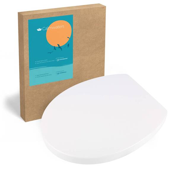 Calmwaters® Antibakterieller Premium WC Sitz mit Absenkautomatik Modern Soft, WC Deckel überlappend, abnehmbar, Duroplast Toilettensitz oval, universale O-Form, Top-Fix, Edelstahlscharnier, Weiß