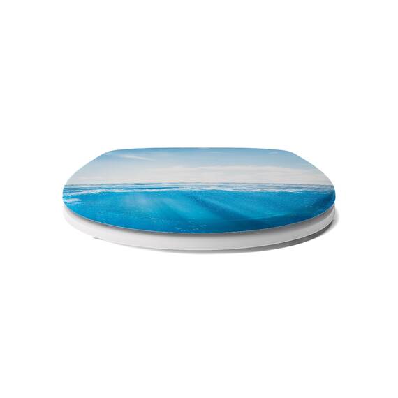 Calmwaters® WC Sitz Motiv Meeresglanz einfache Montage, Toilettendeckel bis 250 kg, Made in EU, antibakterieller Duroplast, Absenkautomatik, 2 Montage Optionen, abnehmbar, Klobrille, oval