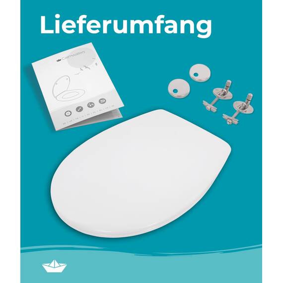 Calmwaters® Nachhaltiger Toilettendeckel, Made in EU, WC-Sitz mit Absenkautomatik, 100% recycelter Kunststoff, abnehmbar, Top-Fix, Rezyklat in Weiß