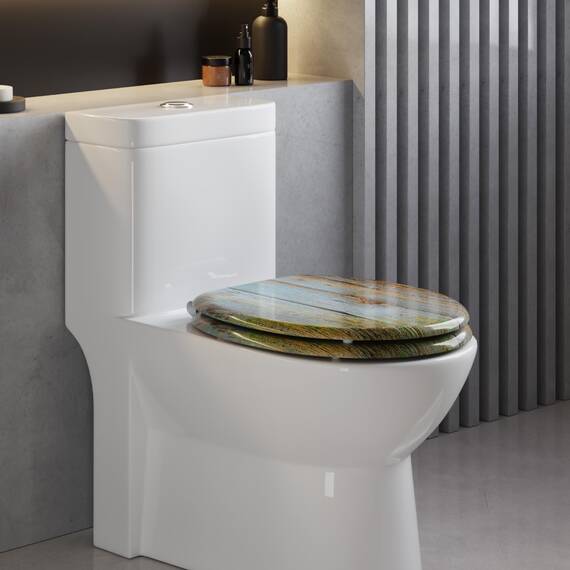 WOLTU Premium WC-Sitz Toilettensitz mit Absenkautomatik, MDF Holzkern, Softclose Scharnier, Desgin Décor Oval