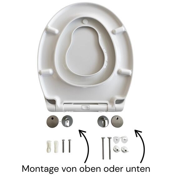ADOB WC Familien Sitz Kinder - Klobrille mit Kindersitz (Hochwertiges Duroplast) - Toilettendeckel mit Kindersitz - Mit Absenkautomatik - Kinderleichte Montage - Abnehmbar - Familien WC Deckel