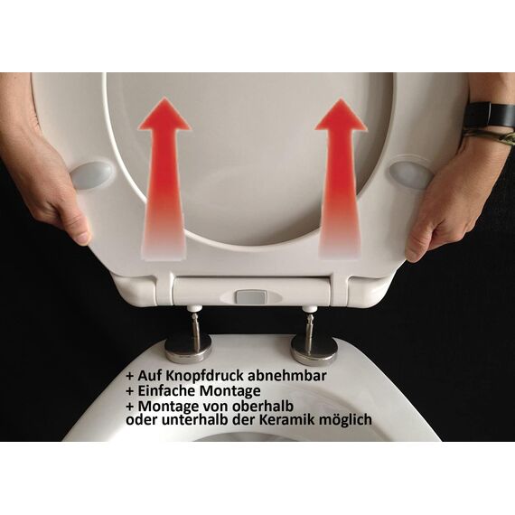 ADOB WC Familien Sitz Kinder - Klobrille mit Kindersitz (Hochwertiges Duroplast) - Toilettendeckel mit Kindersitz - Mit Absenkautomatik - Kinderleichte Montage - Abnehmbar - Familien WC Deckel