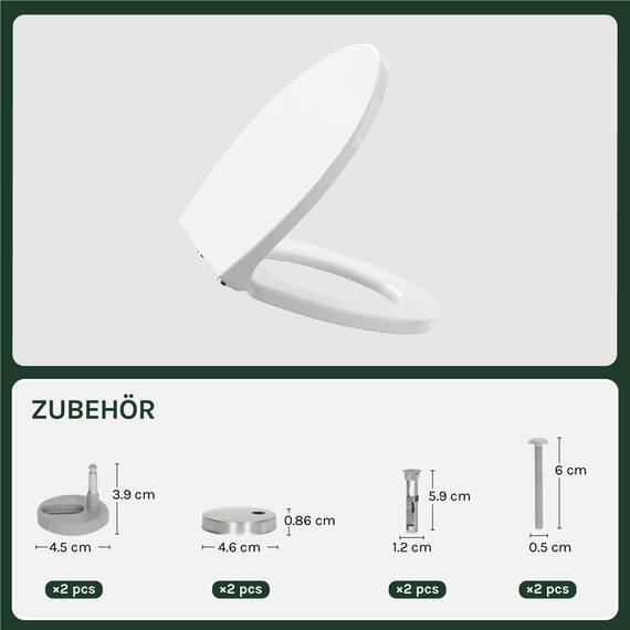 WOLTU WC Sitz Toilettensitz mit Absenkautomatik, Klodeckel mit Absenkautomati,Toilettendeckel, Toilettensitz aus Kunststoff, Fast Fix(Schnellbefestigung), Softclose Scharnier Oval