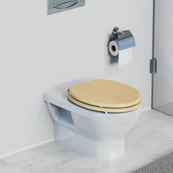 SCHÜTTE WC-Sitz NATRUAL mit Absenkautomatik aus Holz | Toilettensitz mit Klodeckel | Holzkern Toilettendeckel mit Motiv (maximale Belastung der Klobrille 175 kg) | Holz