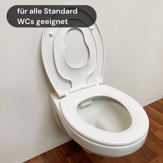 ADOB WC Familien Sitz Kinder - Klobrille mit Kindersitz (Hochwertiges Duroplast) - Toilettendeckel mit Kindersitz - Mit Absenkautomatik - Kinderleichte Montage - Abnehmbar - Familien WC Deckel