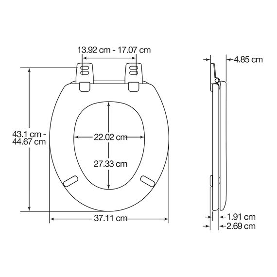 Carrara_amp; Matta Proseat WC-Sitz aus Holz, geformt mit Befestigungen Sta-tite Scharniere, weiß