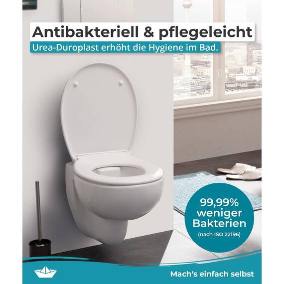 Calmwaters® WC Sitz Motiv Wellness Oase einfache Montage, Toilettendeckel bis 250 kg, Made in EU, antibakterieller Duroplast, Absenkautomatik, 2 Montage Optionen, abnehmbar, Klobrille, oval