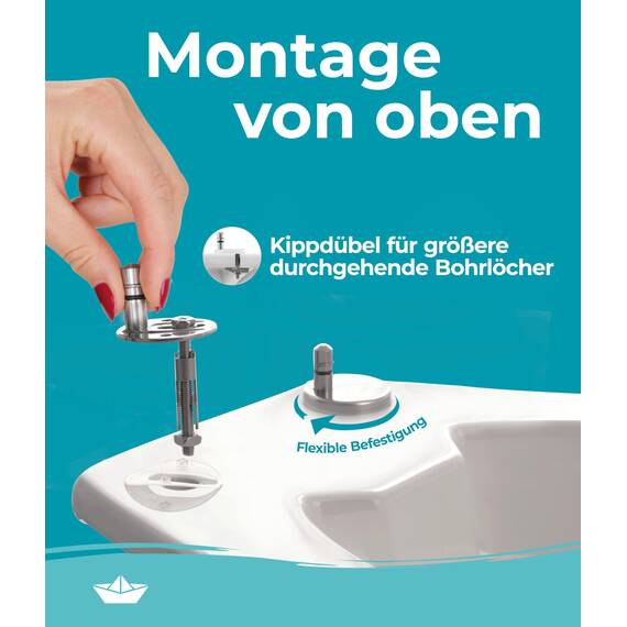 Calmwaters® Nachhaltiger Toilettendeckel, Made in EU, WC-Sitz mit Absenkautomatik, 100% recycelter Kunststoff, abnehmbar, Top-Fix, Rezyklat in Weiß