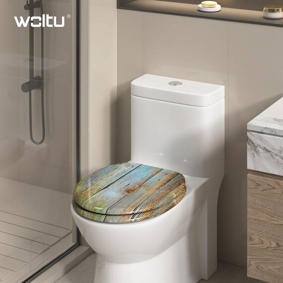 WOLTU Premium WC-Sitz Toilettensitz mit Absenkautomatik, MDF Holzkern, Softclose Scharnier, Desgin Décor Oval