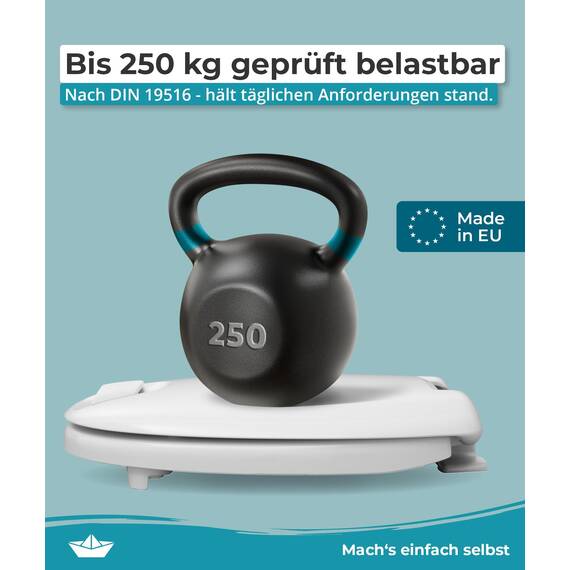 Calmwaters WC-Sitz erhöht, + 5 cm Erhöhung, stabiler Griff, Absenkautomatik, Made in EU, antibakteriell, univeral, oval, Duroplast, Toilettensitz