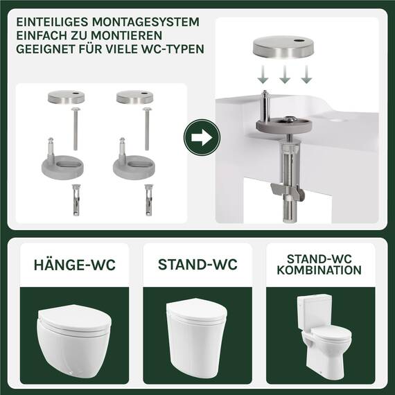 WOLTU WC Sitz Toilettensitz mit Absenkautomatik, Klodeckel mit Absenkautomati,Toilettendeckel, Toilettensitz aus Kunststoff, Fast Fix(Schnellbefestigung), Softclose Scharnier Oval