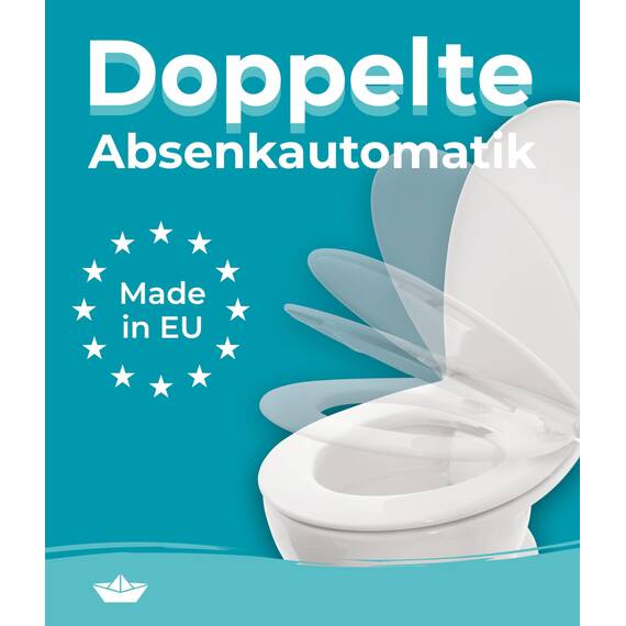 Calmwaters® Nachhaltiger Toilettendeckel, Made in EU, WC-Sitz mit Absenkautomatik, 100% recycelter Kunststoff, abnehmbar, Top-Fix, Rezyklat in Weiß