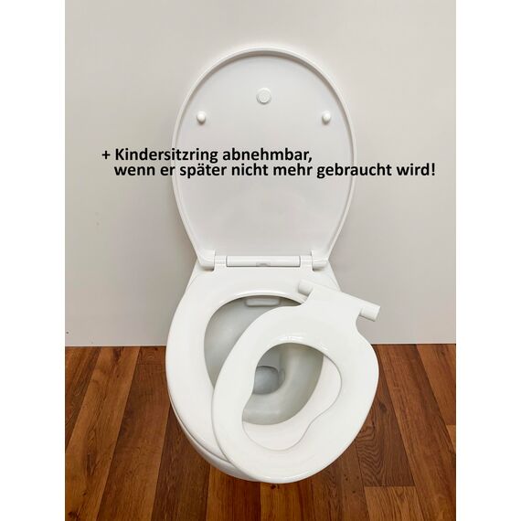 ADOB WC Familien Sitz Kinder - Klobrille mit Kindersitz (Hochwertiges Duroplast) - Toilettendeckel mit Kindersitz - Mit Absenkautomatik - Kinderleichte Montage - Abnehmbar - Familien WC Deckel