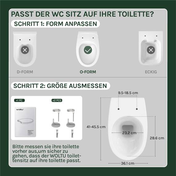 WOLTU WC Sitz Toilettensitz mit Absenkautomatik, Klodeckel mit Absenkautomati,Toilettendeckel, Toilettensitz aus Kunststoff, Fast Fix(Schnellbefestigung), Softclose Scharnier Oval