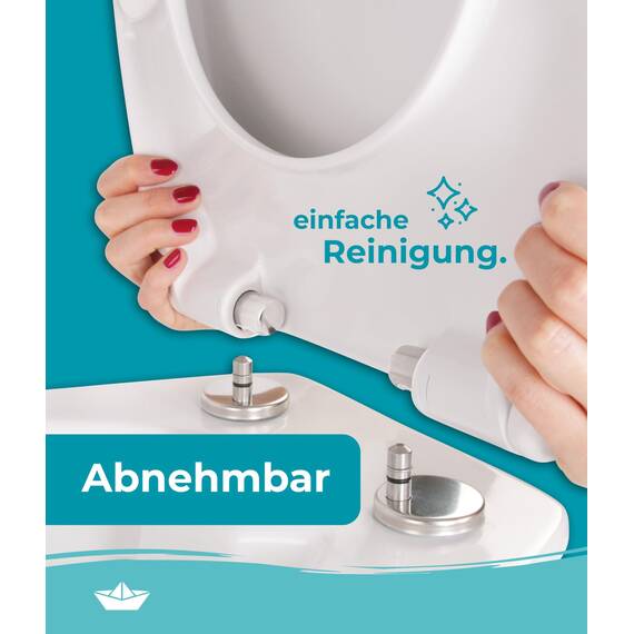 Calmwaters® Nachhaltiger Toilettendeckel, Made in EU, WC-Sitz mit Absenkautomatik, 100% recycelter Kunststoff, abnehmbar, Top-Fix, Rezyklat in Weiß