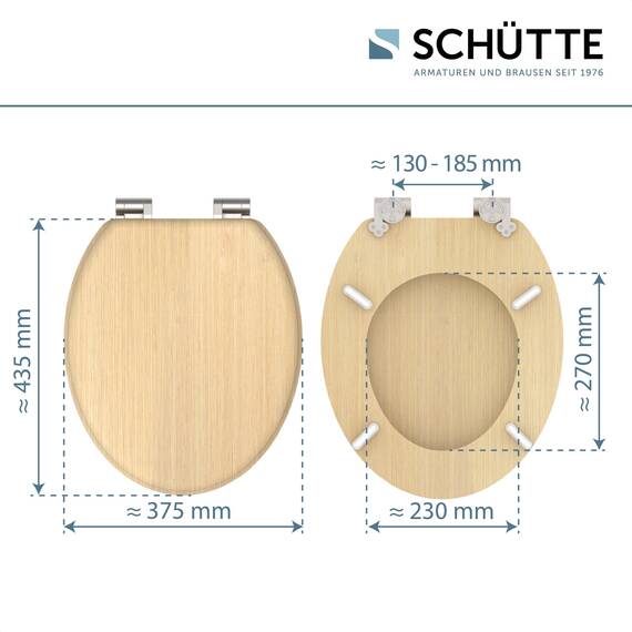 SCHÜTTE WC-Sitz NATRUAL mit Absenkautomatik aus Holz | Toilettensitz mit Klodeckel | Holzkern Toilettendeckel mit Motiv (maximale Belastung der Klobrille 175 kg) | Holz