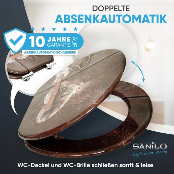 Sanilo WC Sitz mit Absenkautomatik, viele schöne Holz Toilettendeckel zur Auswahl, hochwertige und stabile Qualität (Türschloss)