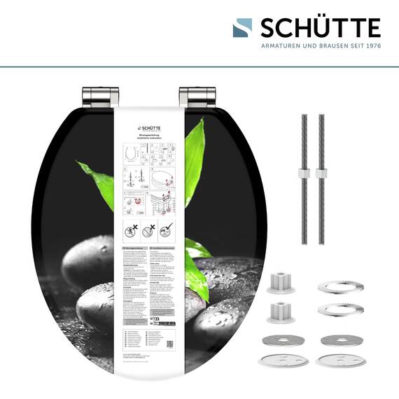 SCHÜTTE WC-Sitz DARK mit Absenkautomatik aus Holz, hochwertiger Toilettendeckel mit 175kg Belastbarkeit, Toilettensitz mit Brille, Klodeckel für WC, MDF Holzkern Klobrille mit Motiv