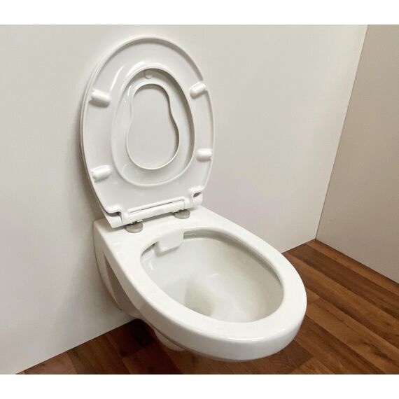 ADOB WC Familien Sitz Kinder - Klobrille mit Kindersitz (Hochwertiges Duroplast) - Toilettendeckel mit Kindersitz - Mit Absenkautomatik - Kinderleichte Montage - Abnehmbar - Familien WC Deckel