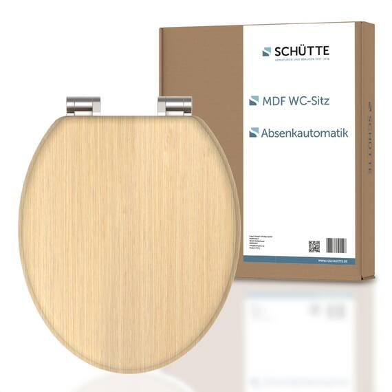 SCHÜTTE WC-Sitz NATRUAL mit Absenkautomatik aus Holz | Toilettensitz mit Klodeckel | Holzkern Toilettendeckel mit Motiv (maximale Belastung der Klobrille 175 kg) | Holz