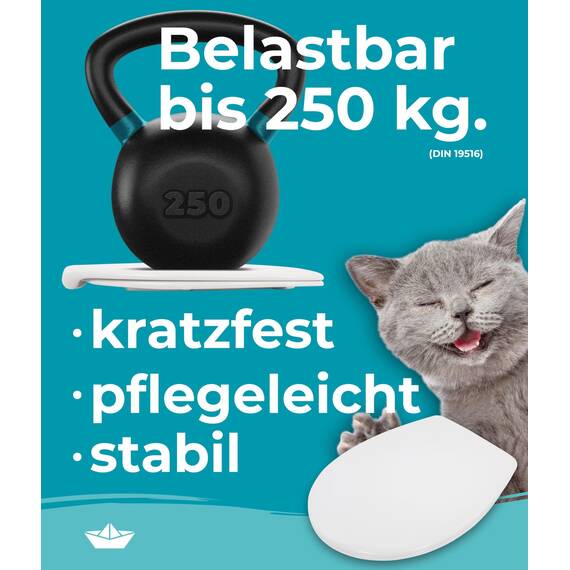 Calmwaters® Nachhaltiger Toilettendeckel, Made in EU, WC-Sitz mit Absenkautomatik, 100% recycelter Kunststoff, abnehmbar, Top-Fix, Rezyklat in Weiß