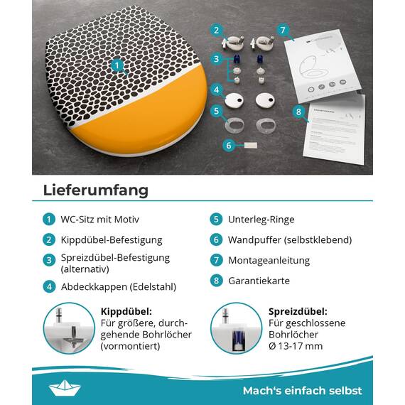 Calmwaters® WC Sitz Motiv Animal Print einfache Montage, Toilettendeckel bis 250 kg, Made in EU, antibakterieller Duroplast, Absenkautomatik, 2 Montage Optionen, abnehmbar, Klobrille, oval