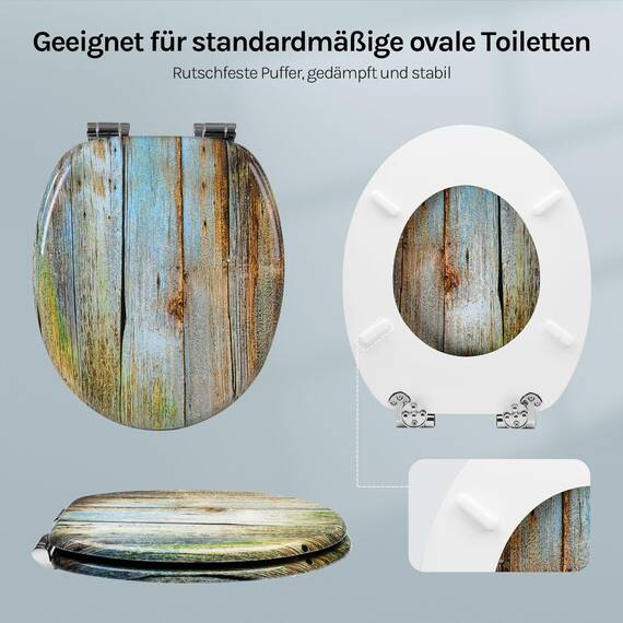 WOLTU Premium WC-Sitz Toilettensitz mit Absenkautomatik, MDF Holzkern, Softclose Scharnier, Desgin Décor Oval