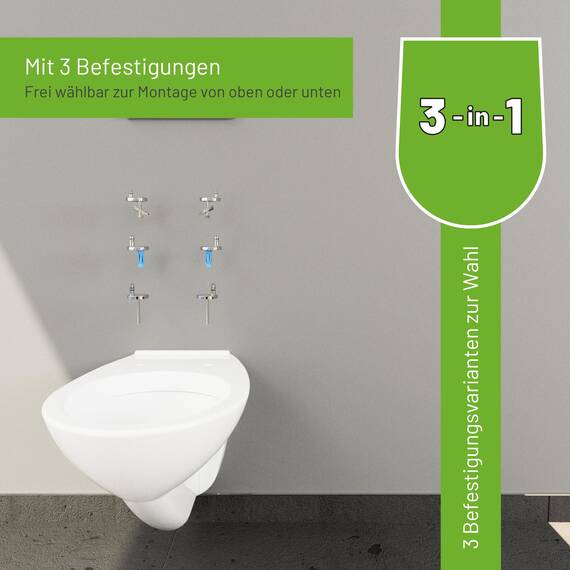 LUVETT® WC-Sitz mit Absenkautomatik C100 oval universell, Toilettendeckel mit 3 Edelstahl Montagelösungen, Klodeckel abnehmbar, Farbe:Matt Schwarz