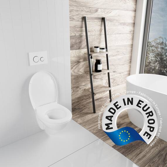 LUVETT® C770 Toilettendeckel mit Absenkautomatik Oval Weiß - SoftClose Klodeckel Abnehmbar - Klobrille aus Antibakteriellem Duroplast - WC Sitz 3in1 Befestigung Inkl. - Toilettensitz Made in EU