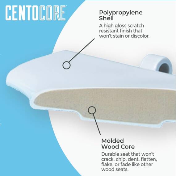 Centoco 700-001 WC-Sitz, rund, aus Holz, strapazierfähig, Formholz mit Centocore-Technologie, weiß