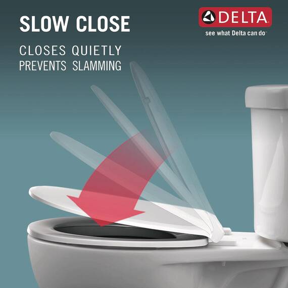 Delta Faucet Morgan 811903-WH Toilettensitz, länglich, langsam schließend, mit rutschfesten Sitzstangen, Weiß