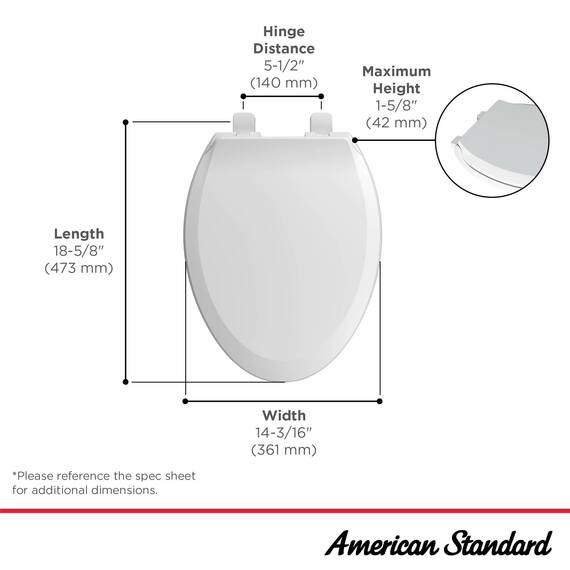 American Standard Toilettensitz, langanhaltend, geschlossen, vorne geschlossen, Weiß 5503A00B.020