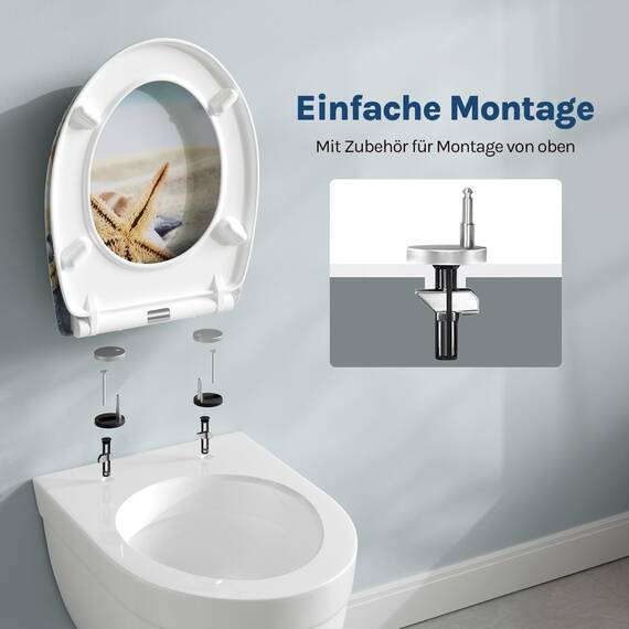 WOLTU Toilettendeckel mit Absenkautomatik Klodeckel WC Sitz Softclose Klobrille mit Quick Release Funktion Duroplast Oval einfache Montage