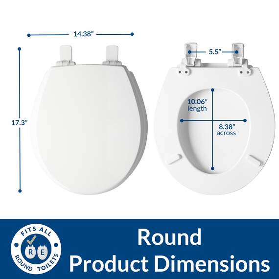 MAYFAIR 1847SLOW 000 Kendall Slow-Close, Removable Enameled Wood Toilet Seat that will Never Loosen, ELONGATED, White
