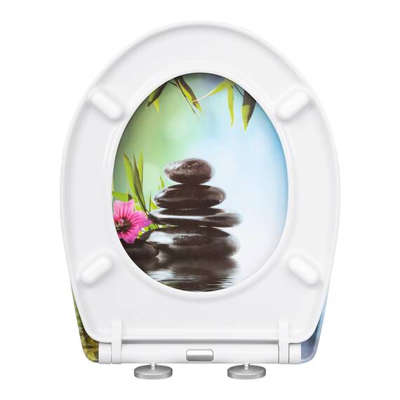 WOLTU Toilettendeckel, WC Sitz mit Absenkautomatik, Klodeckel Klobrille mit Quick-Release-Funktion, O-Form Toilettensitz mit Motiv, Montage von oben unten, 175 kg belastbar der Klobrille