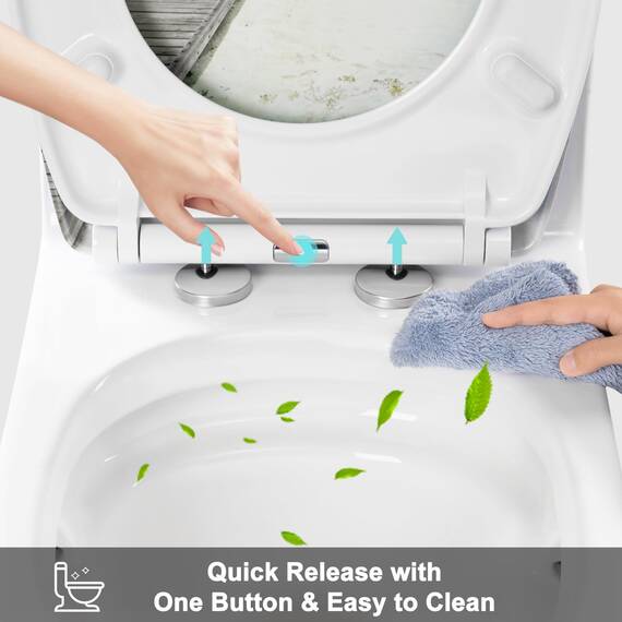 WOLTU Toilettendeckel mit Absenkautomatik, WC Sitz Deckel oval, Klodeckel mit Quick-Release für einfach Reinigung, Klobrille mit verstellbaren Scharnieren, Motiv