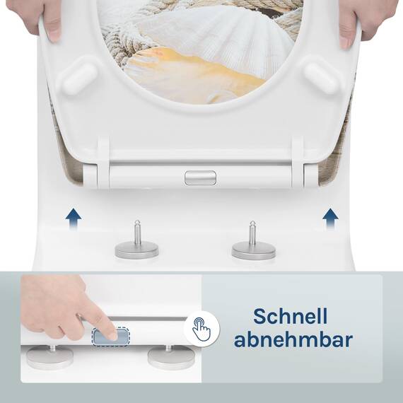 WOLTU Toilettendeckel mit Absenkautomatik Klodeckel WC Sitz Softclose Klobrille mit Quick Release Funktion Duroplast Oval einfache Montage