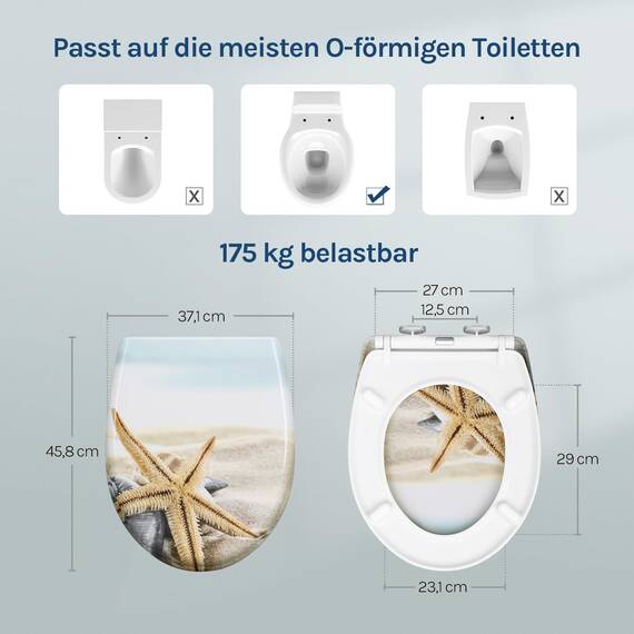 WOLTU Toilettendeckel mit Absenkautomatik Klodeckel WC Sitz Softclose Klobrille mit Quick Release Funktion Duroplast Oval einfache Montage