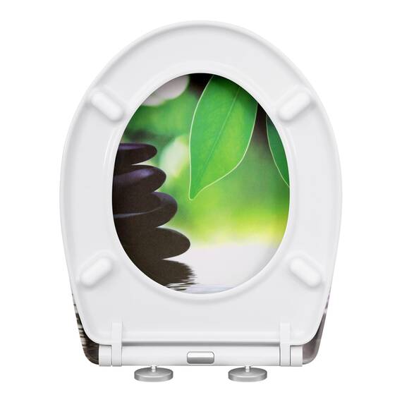 WOLTU Toilettendeckel, WC Sitz mit Absenkautomatik, Klodeckel Klobrille mit Quick-Release-Funktion, O-Form Toilettensitz mit Motiv, Montage von oben unten, 175 kg belastbar der Klobrille