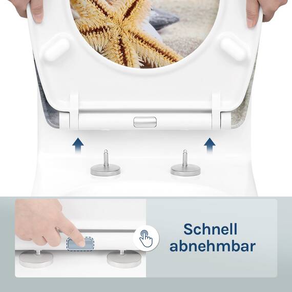 WOLTU Toilettendeckel mit Absenkautomatik Klodeckel WC Sitz Softclose Klobrille mit Quick Release Funktion Duroplast Oval einfache Montage