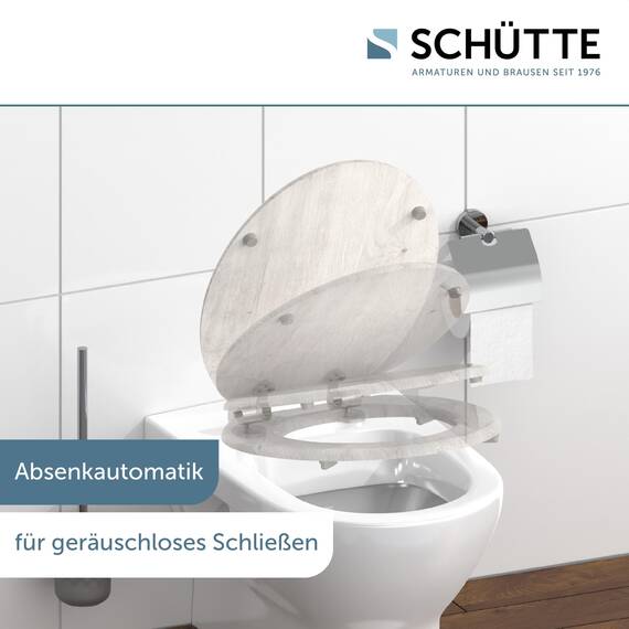 SCHÜTTE WC-Sitz LIGHTWOOD mit Absenkautomatik aus Holz, hochwertiger Toilettendeckel mit 175kg Belastbarkeit, Toilettensitz mit Brille, Klodeckel für WC, MDF Holzkern Klobrille mit Motiv