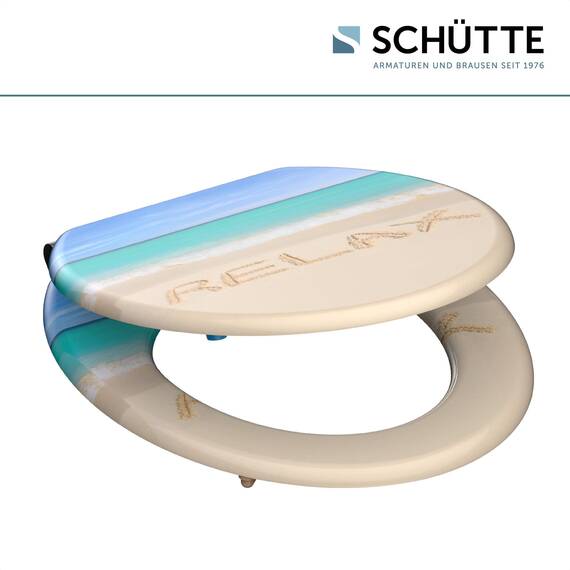SCHÜTTE WC-Sitz Relax mit Absenkautomatik aus Holz, Toilettendeckel aus MDF, Holzkern Toilettensitz mit Klodeckel, Klobrille -und Deckel belastbar bis 175kg, Motiv