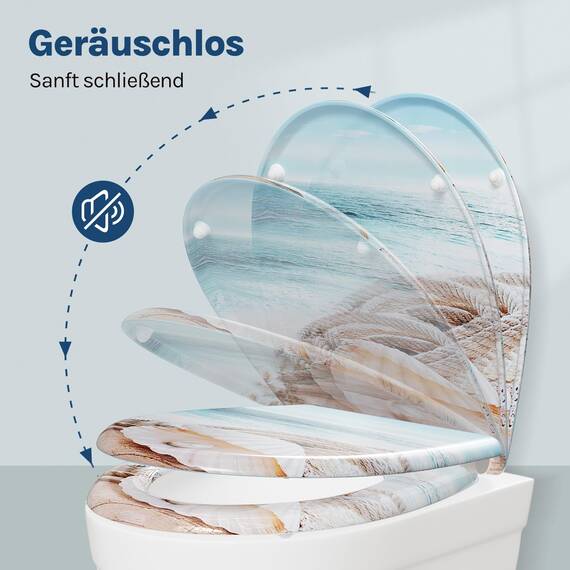 WOLTU Toilettendeckel mit Absenkautomatik Klodeckel WC Sitz Softclose Klobrille mit Quick Release Funktion Duroplast Oval einfache Montage