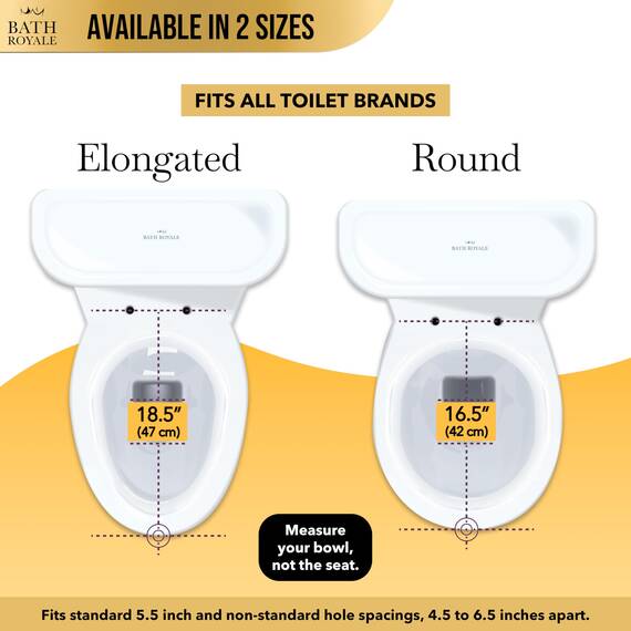 Bath Royale Slow-Close Toilettensitz BR501-00, weiß, länglich, fleckenresistent und leicht zu reinigen, strapazierfähig, passt für alle Toilettenmarken, Executive-Serie