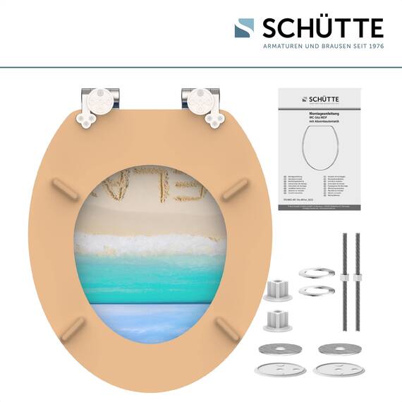 SCHÜTTE WC-Sitz Relax mit Absenkautomatik aus Holz, Toilettendeckel aus MDF, Holzkern Toilettensitz mit Klodeckel, Klobrille -und Deckel belastbar bis 175kg, Motiv