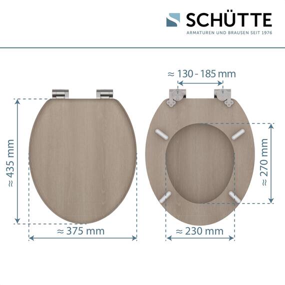 SCHÜTTE WC-Sitz MODERN mit Absenkautomatik aus Holz | Toilettensitz mit Klodeckel | Holzkern Toilettendeckel mit Motiv (maximale Belastung der Klobrille 175 kg) | Holz
