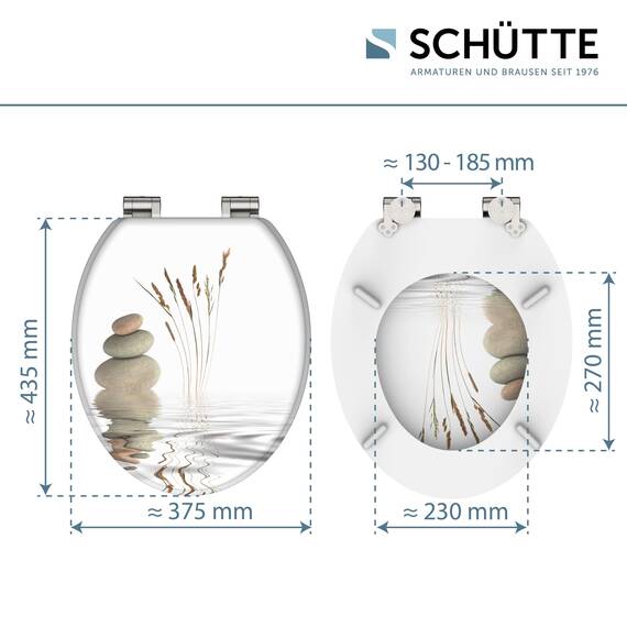 SCHÜTTE WC-Sitz BALANCE mit Absenkautomatik aus Holz, hochwertiger Toilettendeckel mit 175kg Belastbarkeit, Toilettensitz mit Brille, Klodeckel für WC, MDF Holzkern Klobrille mit Motiv